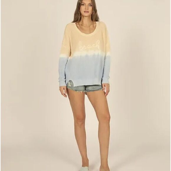 Vintage Havana | Oversized Cursive Knit Beach Knitted Ombré Sweater | S - Picture 1 of 6